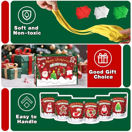 Image of ifergoo Air Dry Clay, 6-Pack Modeling Clay for Kids, Christmas Crafts Toys