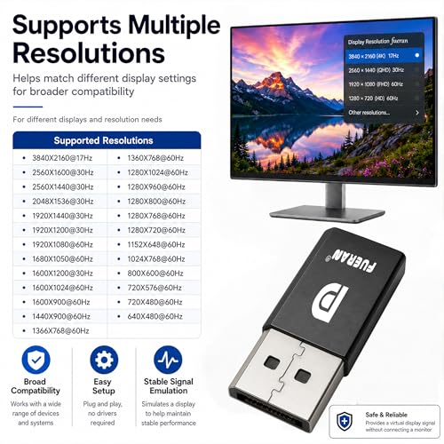 DisplayPort Emulator Plug 2K 2560x1600@30Hz Dummy miniatura 3