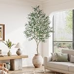 YOLEO 7FT Artificial Olive Tree, Lifelike Fake Silk Tree Indoor, Faux Olive Tall Plant for Living Room Bedroom Balcony Corner Office Decor (Style 3)