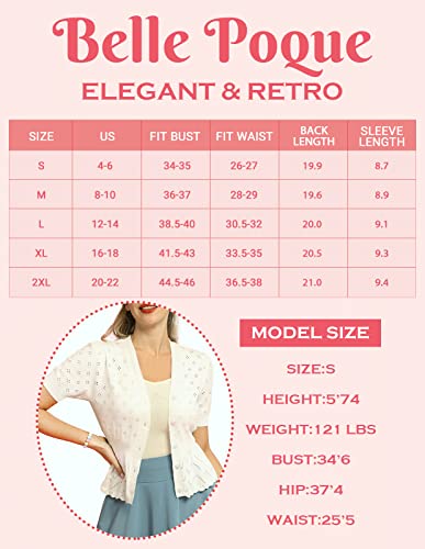 Women's White Short Sleeve Ruffle Bolero Shrug Sweaters Tops For Dress V-Neck Button Down Cropped Cardigans Ivory L #TOP6