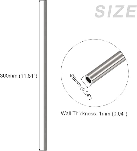 Miniatura 2 de METALLIXITY Tubo de acero inoxidable 304 (0.236 in de diámetro x 0.039 in de pared T x 11.811 in de largo), 3 piezas, tubo recto - para muebles del