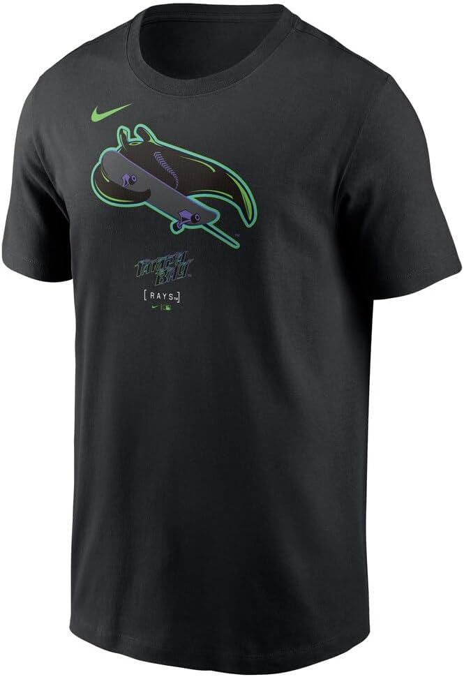 Nike MLB City Connect Hometown T-Shirt (US, Alpha, Medium, Regular, Regular, Black, Tampa Bay Rays)