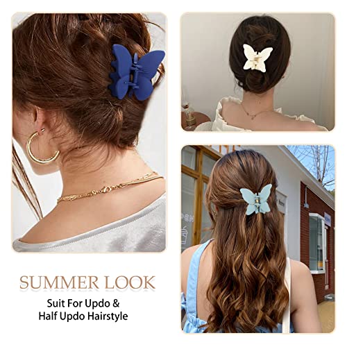 Hair Claw Clips 12 Pcs Butterfly Hair Clips 2.7Inch Medium Non Slip Cute Matte Hair Claw Clip For Thin Hair Curly Hair Updo Hair Clips Strong Hold Spring Summer Hair Jaw Clamps Clips For Women And Girls #TOP4