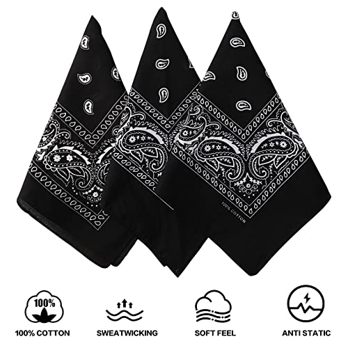 Raylarnia Bandana Multi-Purpose 100% Cotton Headbands For Women, 22 Inch Paisley Cowboy Bandanas For Men #TOP1