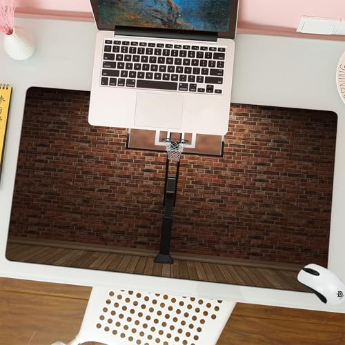 QRFASFZO - QRFASFZO Tapis de Souris Gaming - 30x80 cm - Tapis de Souris Esports - Ne Glisse jamais - Couverture complète du Bureau - Basket-Ball, Vieux Murs de Briques et rebonds et Filets d'entraînement en sal