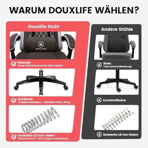 Sedia da gaming in tessuto, sedia da gioco con cuscino a molle insacchettate, sedia girevole ergonomica, con poggiapiedi, portata 150 kg, marrone - Sedia gaming - Immagine 2