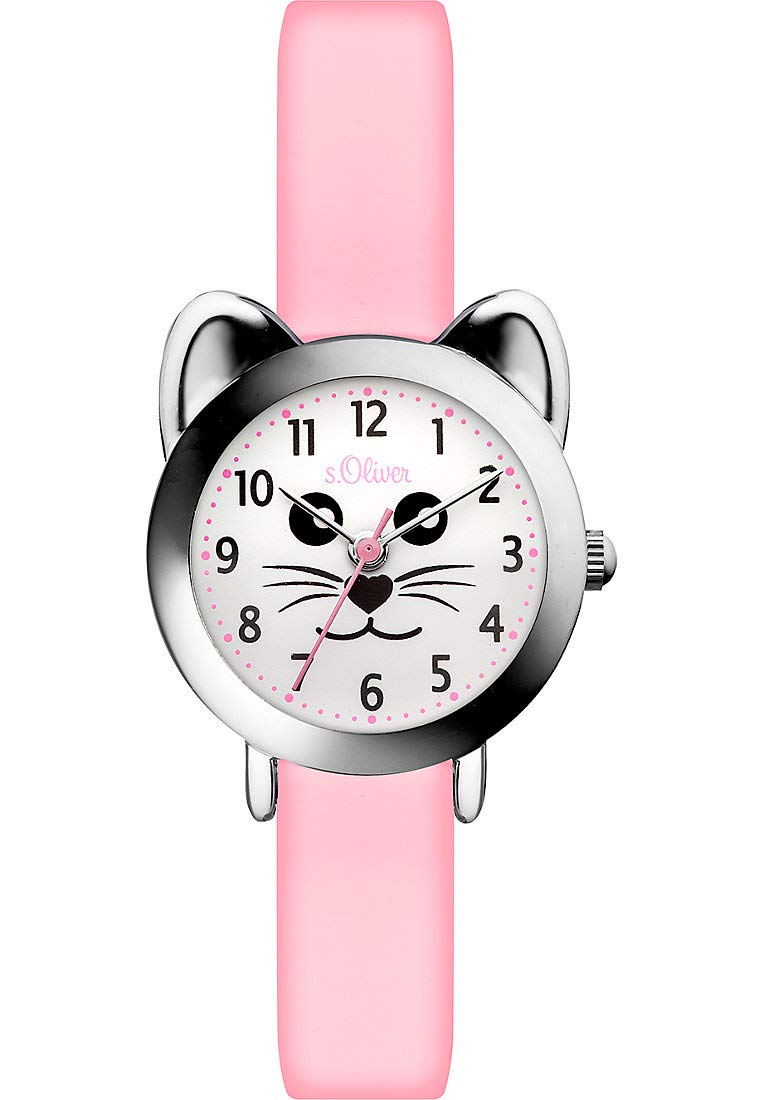 s.Oliver Mädchen Analog Quarz Armbanduhr mit Silikon Armband