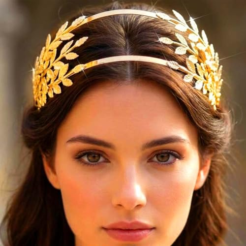 Brishow Gold Leaf Crown Headband Greek Goddess Tiara Laurel Headpiece for Women