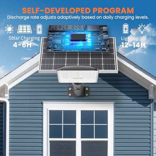 Bowite Solar Street Light Outdoor 6500K, Commercial Security Flood Light - image 5