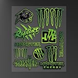 Autocollant Moto Réfléchissants, Moto Stickers en Vinyle Monster Energy pour Moto Accessoires d'Extérieur- Autocollant Imperméables Moto pour Moto (FG-031)