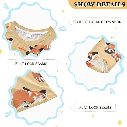 Image of CaTaKu Cute Red Panda 5T Boys Rash Guard Swim Shirts Long Sleeve UPF 50+ Sun Shirts Swimwear for Boys Girls