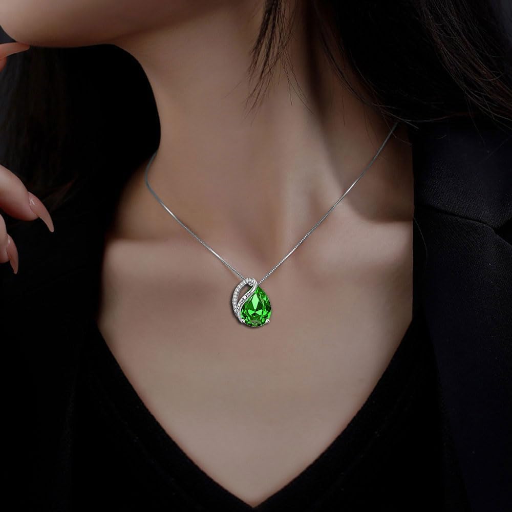 Birthstone Crystal Pendant Necklaces for Women,Mom Birthday Valentines Mothers Day Gifts, Girlfriend Necklaces, Daughter Heart Jewel, Anniversary for Her