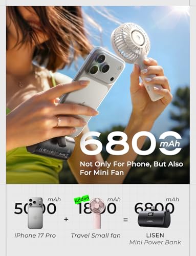 Image of 6800mAh Mini Portable Charger USB C Power Bank Travel Essentials for iPhone 17 Pro Max 22.5W Fast Charging[USB-C Only, Flight-Safe], LISEN for iPhone 17 Pro Max 16 15, Samsung S26 S25 Ultra,iPad, Grey | mini power bank mini portable charger usbc