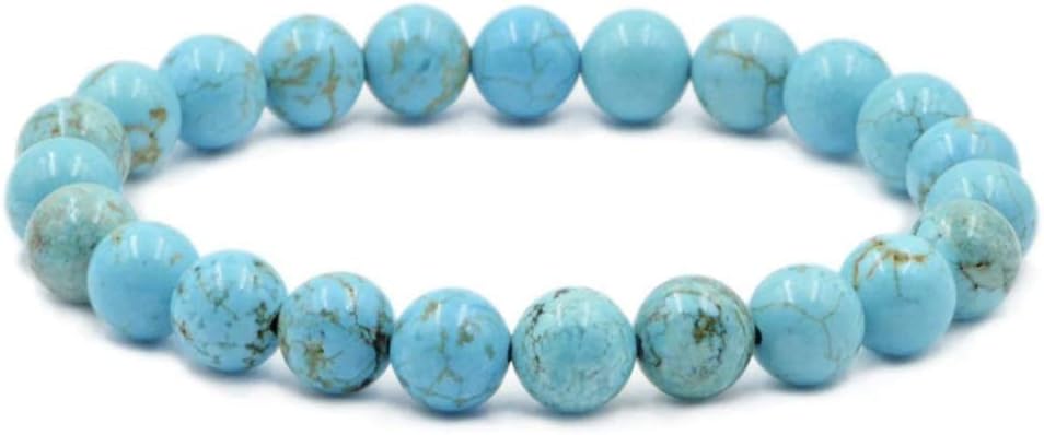 Forziani 10mm Turquoise Beaded Bracelet for Men - Strength and Protection - Stretch Turquoise Gemstone Beads Mens Bracelet Size Large - Made in USA