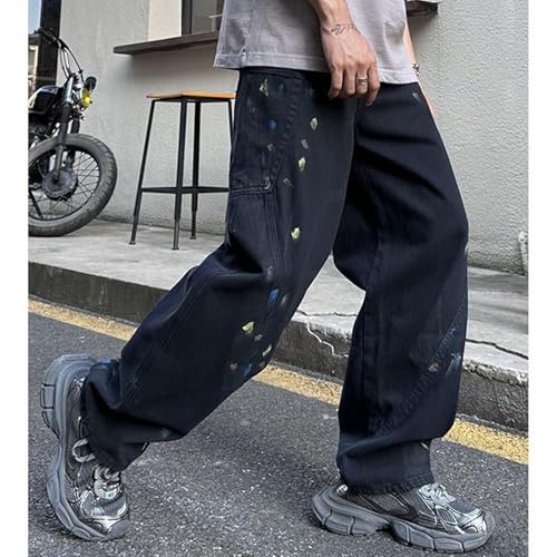 Baggy Jeans Men Splatter Paint Casual Denim Pants Relaxed Fit Parachute Streetwear for Skater Jeans3
