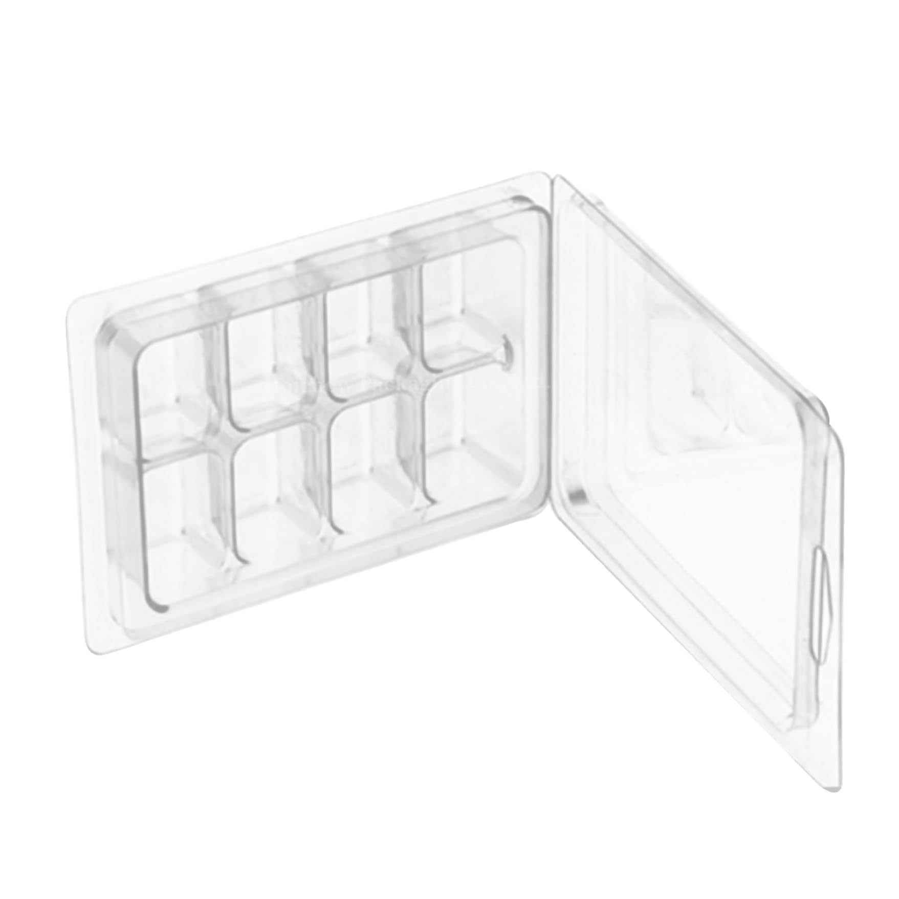 Nukinp 50 Packs Wax Melt Molds, Clear Wax Melt Clamshells Empty Plastic Containers 8 Cavity Plastic Cube Tray for Wickless Candles