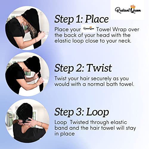 Radiant Queen Cotton Hair Towel (Dark Grey) 100% Cotton T-Shirt Double Layer Material, Adjustable Size For Short, Medium And Long Hair, Anti Frizz #TOP3