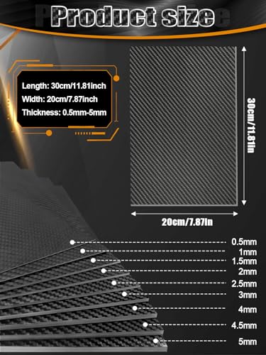 Kalolary Kohlefaserplatte Kohlefaser Platte, 100% 3K Glatte Oberfläche Karbon Carbonfaserplatten für handgefertigte DIY Geldbörsen Modellteil Reparaturplatte (Köperbindung, 200 * 300 * 2,5mm)