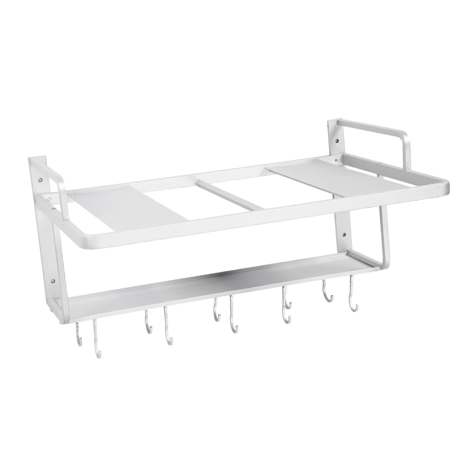 Support de Four à Ondes à Double Couche en Aluminium, Multi-Crochets pour Suspendre L'étagère de Rangement de Cuisine, Organisateur 55x38.5x25cm