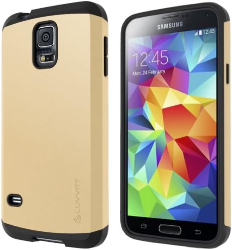 LUVVITT® ULTRA ARMOR Samsung Galaxy S5 Case | Double Layer Shock Absorbing Case for Samsung Galaxy S5 SV (Retail Packaging) - Gold