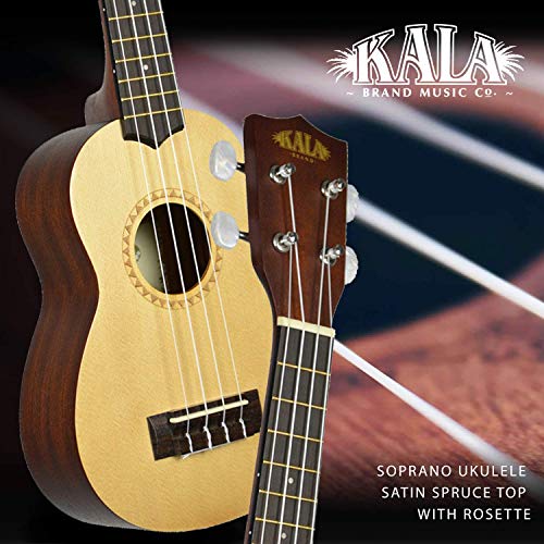 Kala Soprano Satin Spruce Top Ukulele with Rosette (Natural Satin) (KA-15S-S)+ Snark SN6X Clip-On Ukulele Tuner, GSA70B… - Les Beatles, Paul McCartney, John Lennon, RIngo Starr, George Harrison Kala Soprano Satin Spruce Top Ukulele with Rosette (Natural Satin) (KA-15S-S)+ Snark SN6X Clip-On Ukulele Tuner, GSA70B… – Image 3