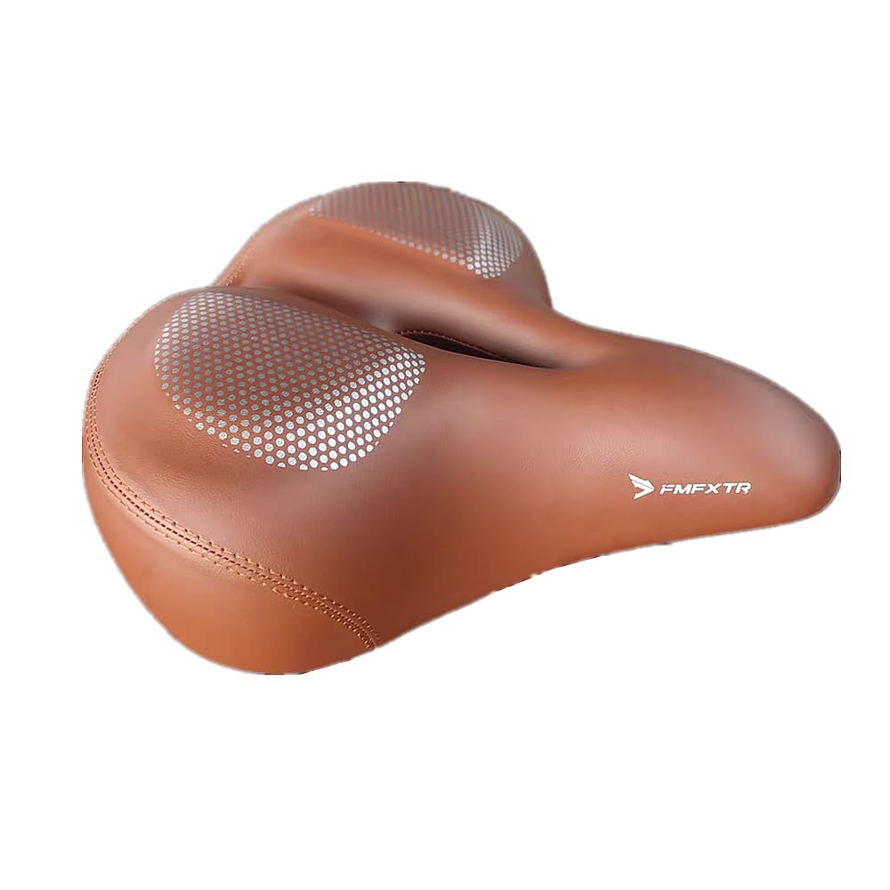 UNISTRENGH Oversized Bike Seat Wide Comfort Bike Saddle Cushion for Women & Men, Large Bike Seat Universal for Road Bike, Spin Bike and Cruiser Bicycle (Brown(with Silica Gel))