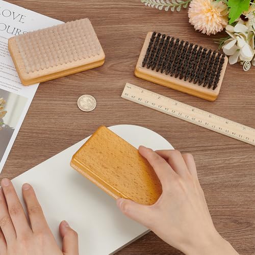 Image of FINGERINSPIRE 3 PCS Ski Snowboard Waxing Brush Kit 3 Styles Brass Horsehair Nylon Skis Wax Cleaning Brush Rectangle Wood Base Maintenance Tool Set for Ski Snowboard Cleaning Wax Removal and Polishing