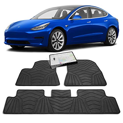Maxats Tesla Model 3 All Weather Floor Mats with Free Screen Protector 2017-2020