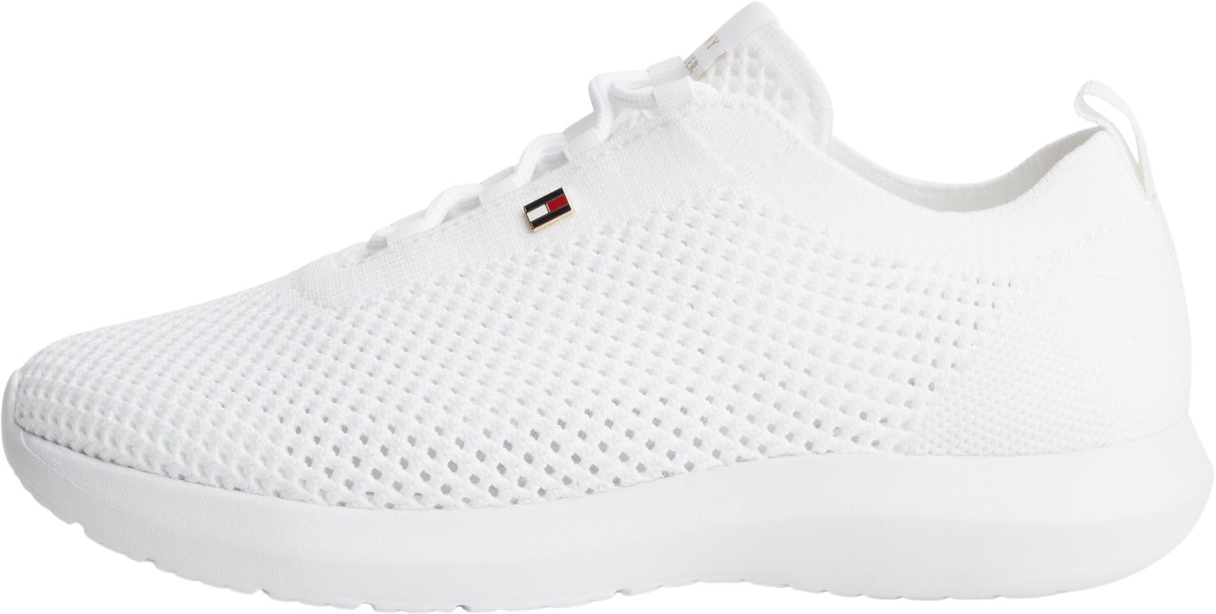 Tommy Hilfiger Women Th Knit Runner FW0FW09408 Low Top, White, 7