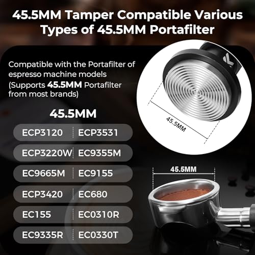 Image of IKAPE 45.5MM V6 Impact Espresso Tamper with Sound Feedback, 15lb /30lb Interchangeable Springs, Espresso Low-Profile Tamper with Triple-spring System, Fits 45.5mm portafilters