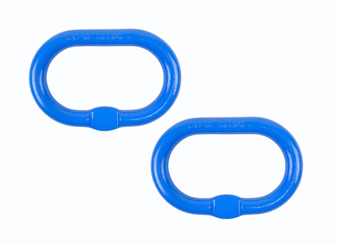 Mytee Products (2 Pack 1 Inch Oblong Master Link for Chain & Wire Rope, Grade 100 - WLL 22,000 Lbs (10 Tons), Blue - 4:1 Safety Factor - Alloy Steel, Heavy-Duty, Oval Master Link Ring for Lifting