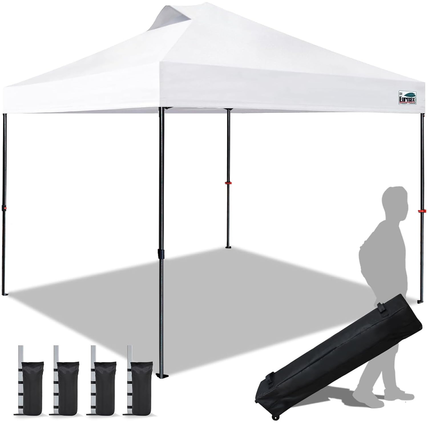 Photo 1 of Eurmax USA NOMATTER ONE-Person Open&Close 10x10ft Pop Up Canopy Tent?Portable Shelter Canopy for Outdoor Events?Instant Canopies, Temporary Sunshade,Bonus 4 Sand Bags(White)