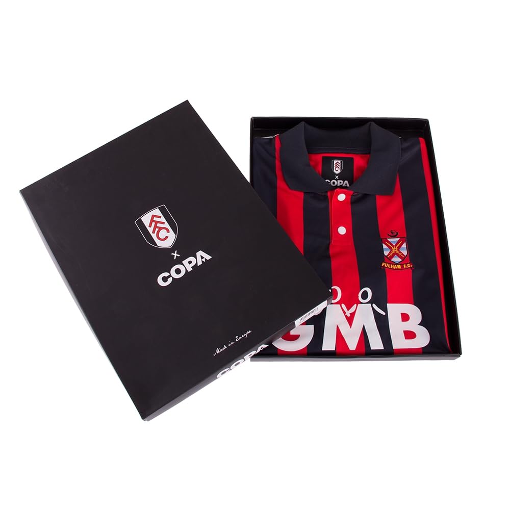 COPA - Maglia da Trasferta retrò - Calcio - Uomo - Fulham FC 1993/94 - Rosso/Nero - 100% Poliestere