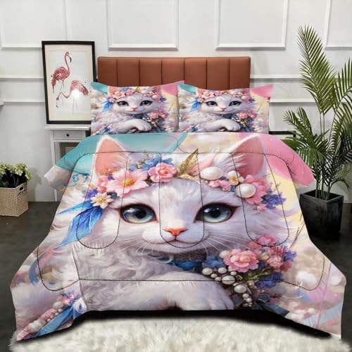 Couette lit simple chat animal 3D lavable pour décoration moderne