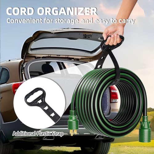 ISLEWIRE 4 Prong 30 Amp Extension Generator Cord 40FT, NEMA L14-30P/L14-30R, 125/250 Volt Up to 7500 Watts, 10 Gauge SJTW Twist Lock Power Cord for Manual Transfer Switch, Black&Green, ETL Listed by islewire - Image 8