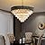 Modern Crystal Chandeliers for Dining Room Living Room 15-Light Black and Gold Chandelier Round 6 Tiers Large Contemporary Pendant Ceiling Hanging Light Fixture for Entryway Foyer Staircase W29”