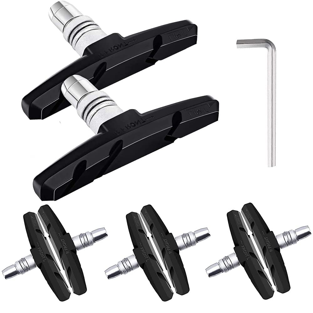 SenluKit 4 Paar V Fahrradbremsbeläge,V-Brake Fahrrad Bremsbeläge Für Shimano, Tektro, Avid, Clarks, Contec, Sram, XLC Bremsleistung, Langlebige & Passgenaue Bremsklötze 70 mm