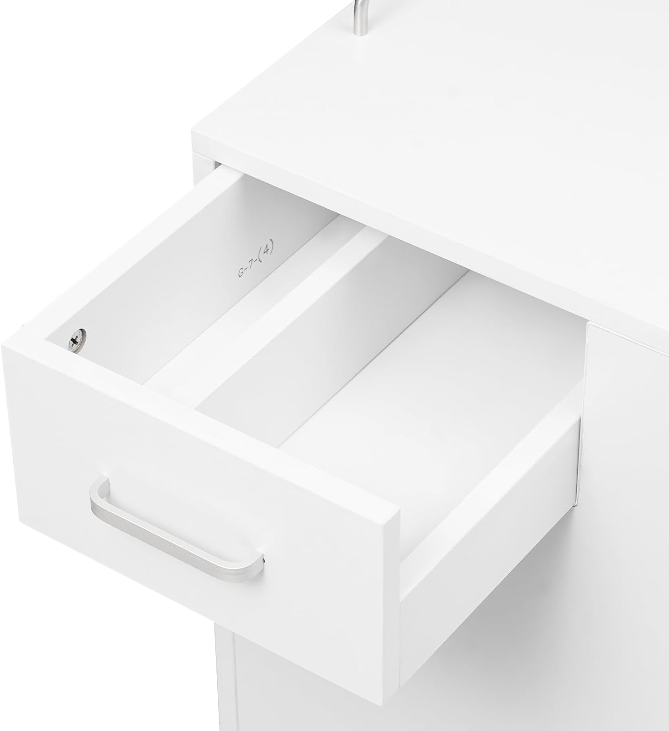 3-Tier Storage Drawers Nail Art Desk, Beauty Salon Station, Rolling Manicure Table with Foldable Top and 4 Lockable Wheels, Mobile Makeup Tables for Small Spaces (White)