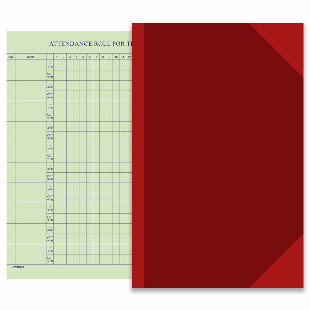 Trison Daily Attendance Time in & Out Register | 60 Pages | 21x33 cm | Hardbound | Quire 1 | Pack of 1-picture-28