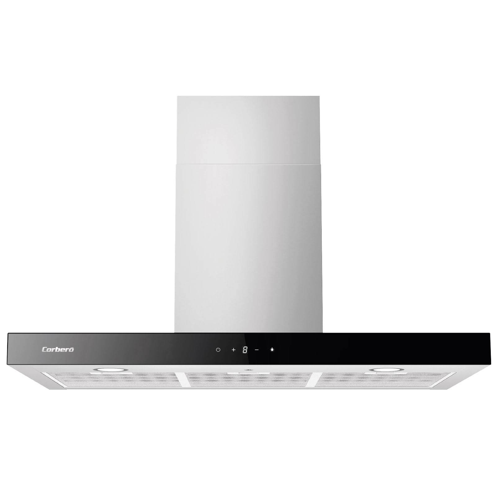 Ozdobny dzwonek poziomy | NANGA975XB | 90 cm | Przepływ 750 m3/h, 230W, 3 prędkości, 3-warstwowy filtr aluminiowy, filtr węglowy | energooszczędny A | czarny