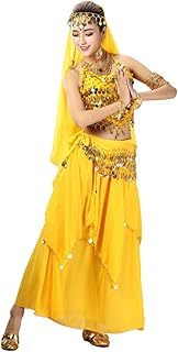 [INEOUT] 4ピース レディース ベリーダンス プロフェッショナル コスチュームセット インド舞踊 演出 衣装スーツ