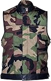 Military Print Camouflage Camo Cut Off Leather Lace Motorcycle Vest (L)