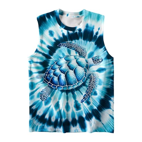 Image of DMPROD Kids Tie Dye Shirt Size 5-14 Years Sleeveless T Shirts Children Tank Tops Hippies Senior Tees for Boys Girls