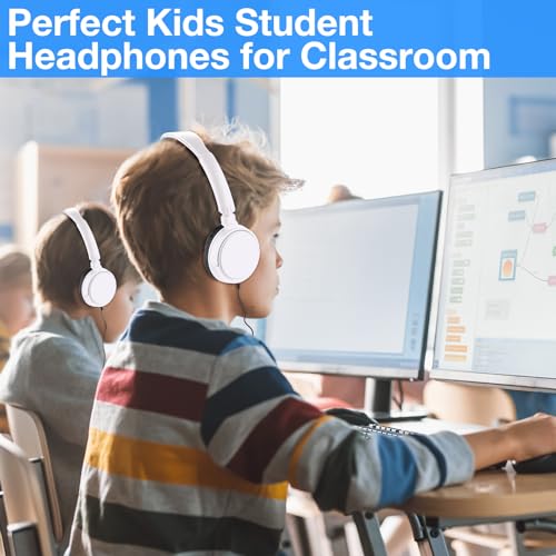 Image of Yunsailing 18 Pack Classroom Headphones Bulk, Wired Headphones,White