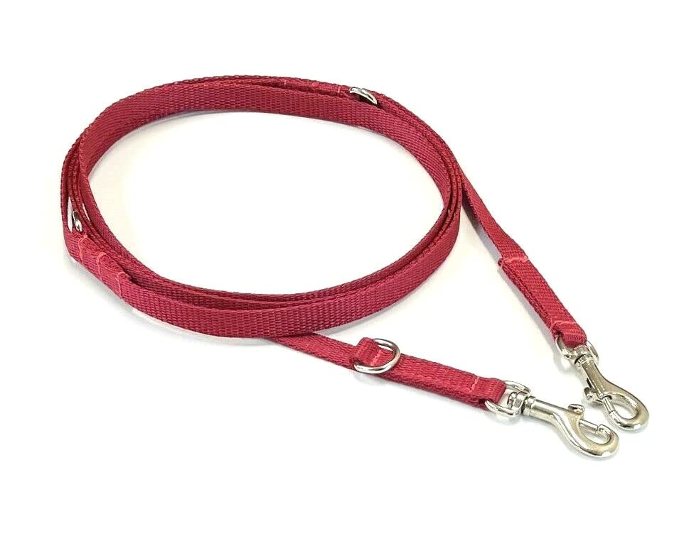 Police Style Puppy Training Lead Double Ended Puppy Leash Adjustable Multi-Functional In 13mm Webbing (Burgundy, 8ft (2.4 Metres)) — image 1
