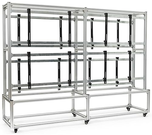 displays2go video wall stand for 8 4934 - 5534 tv screens double-sided wheels - silver dxvwall2x2