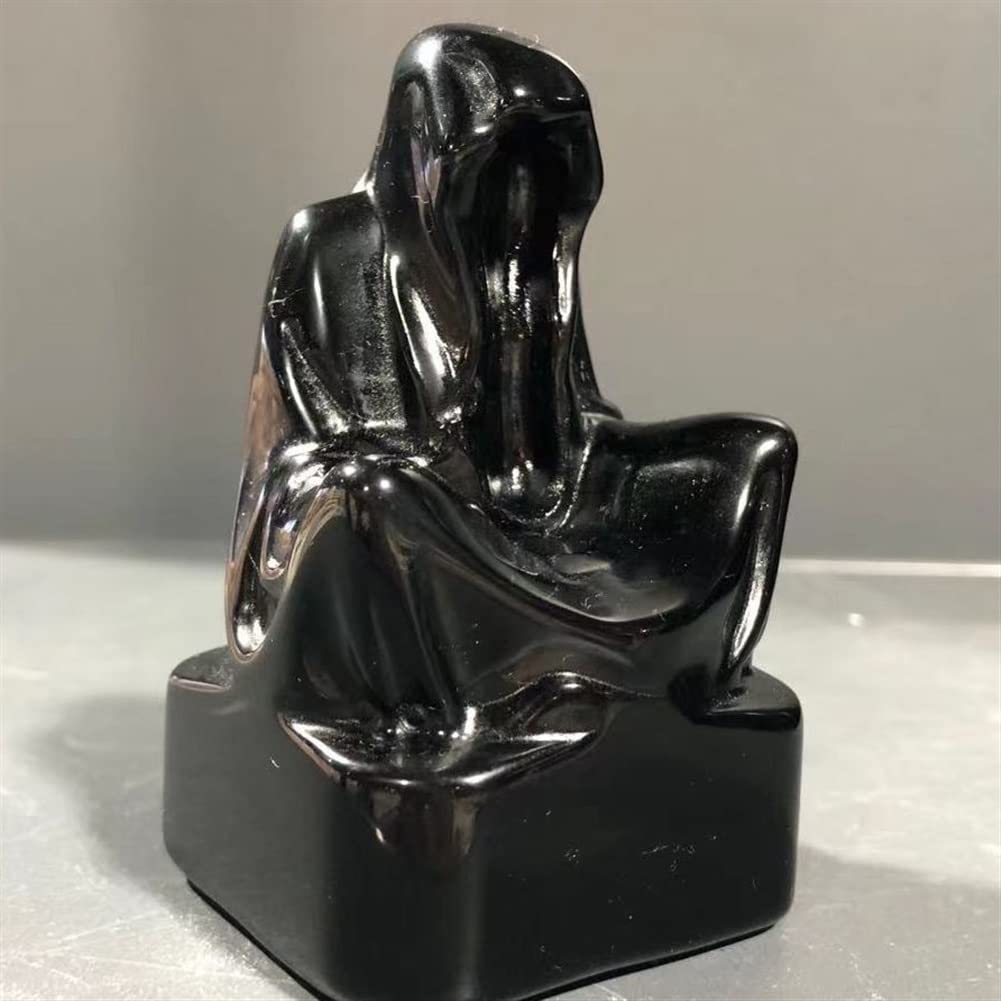 lleno de textura Decoración de cristal 290-330g WizardStatue Piedra natural Figura tallada a mano Adorno de habitación Estatuilla de cristal Reiki Piedra preciosa Decoración de la oficina en el hogar