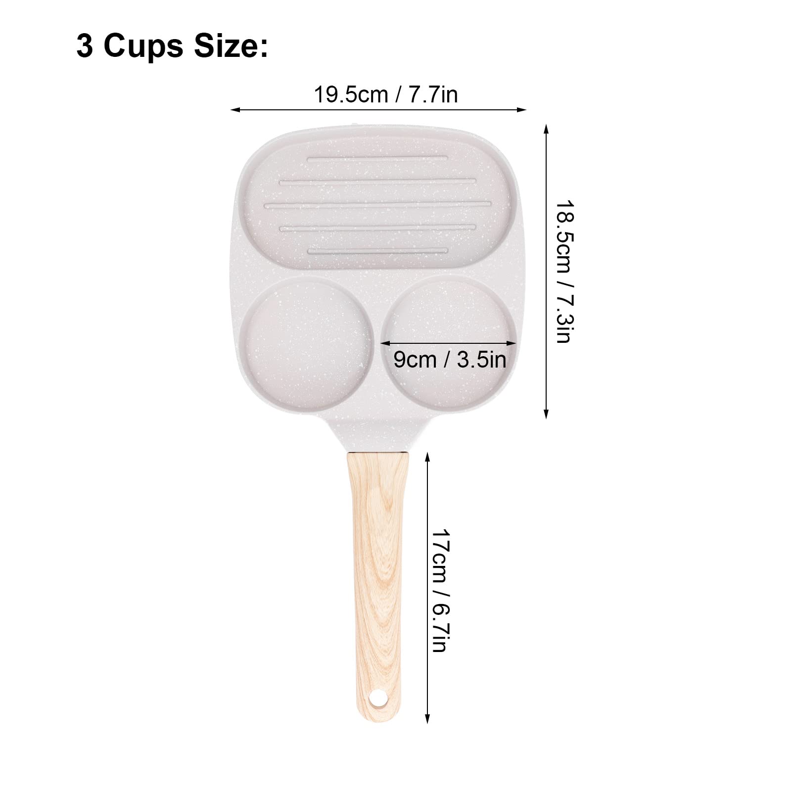 Egg Frying Pan, Aluminum Alloy Nonstick Pancake Pan for Breakfast Hamburger Sandwiches, for Gas Stove & Induction Cooker (3 Cup)