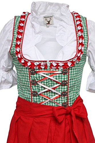 Alpenmärchen 3-delige Dirndl set - klederdrachtjurk incl. blouse, schort, maat 32-46 - Afbeelding 3