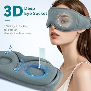MUSICOZY Sleep Mask Headphones | 100% Blackout 3D Organic Bamboo Cotton Eye Mask for Travel & Restful Sleep,Shift Work | Bluetooth 5.4 Sleep Headphones Cool Gadgets Gift for Men & Women!